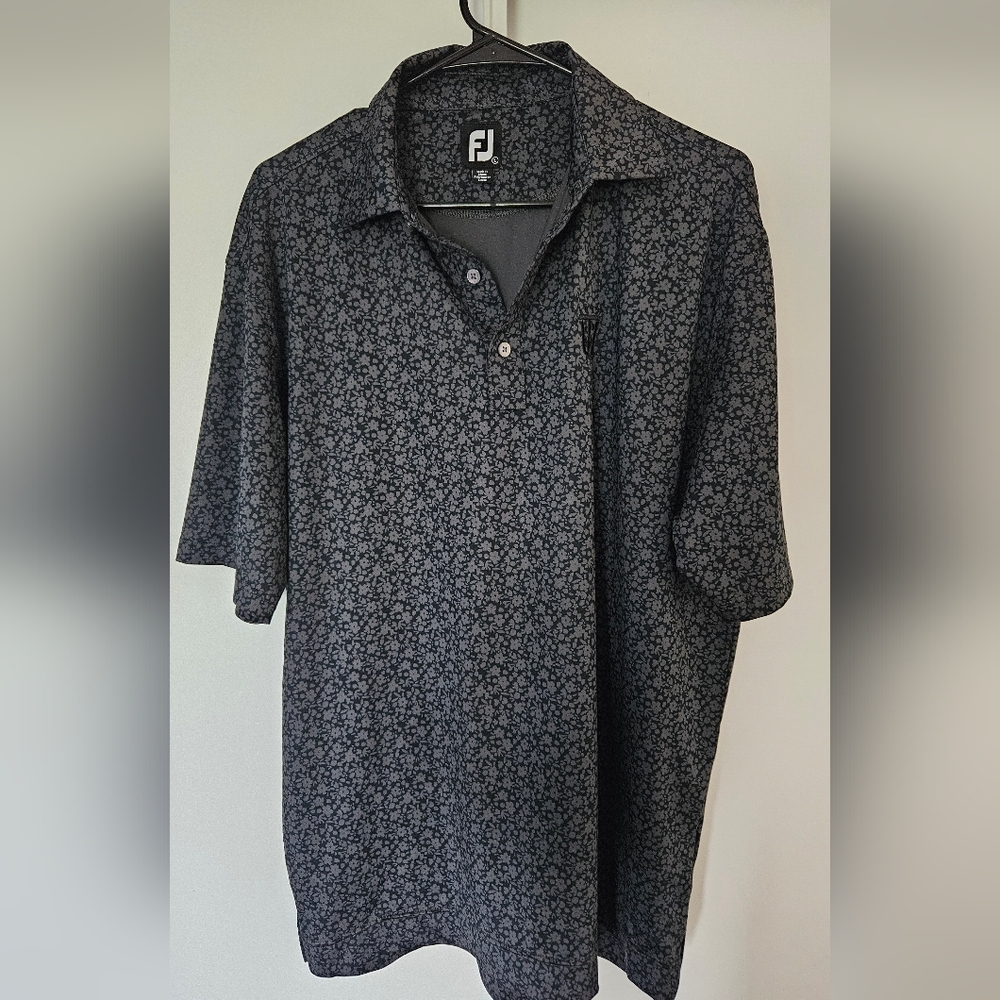 Men's Foot Joy Black Patterned Golf Shirt